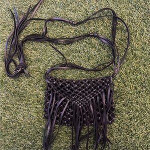 Caravana Elegant Black Fringe Crossbody Bag